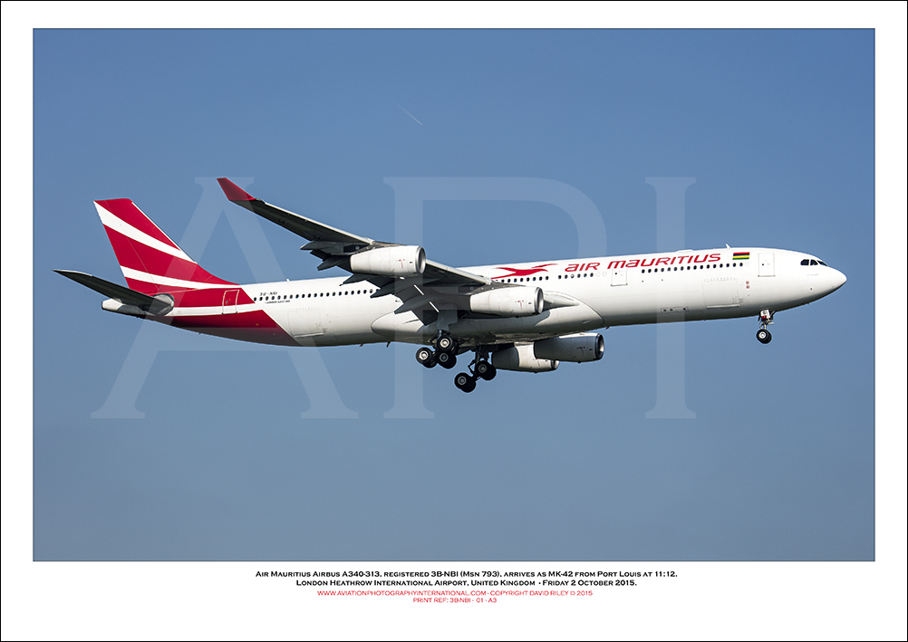 3B-NBI - Air Mauritius Airbus A340-313 (Msn 793) - 01