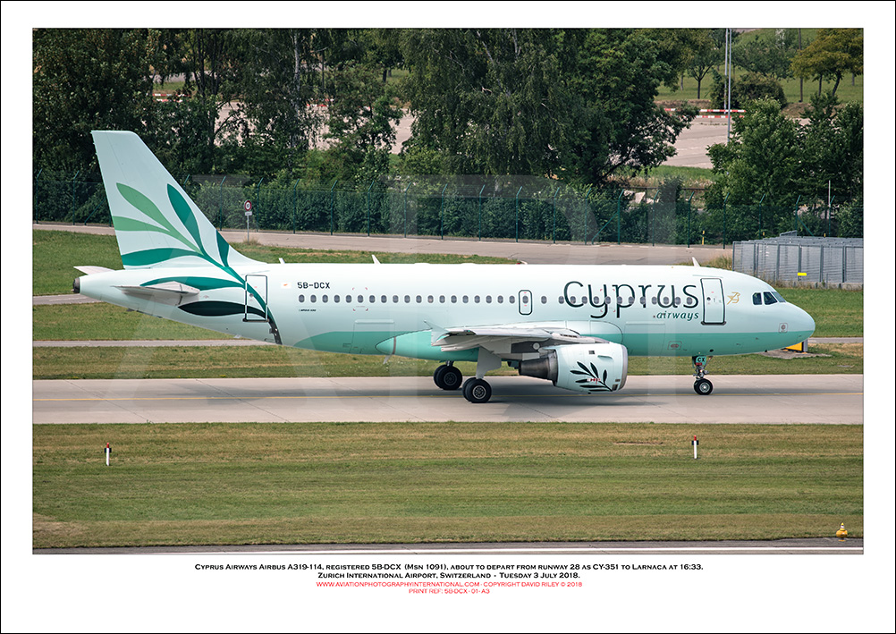 5B-DCX - Cyprus Airways Airbus A319-114 (Msn 1091) - 01