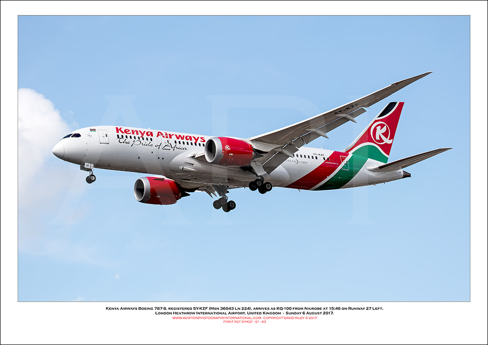 5Y-KZF -Kenya Airways Boeing 787-8  (Msn 36043 Ln 224) - 01