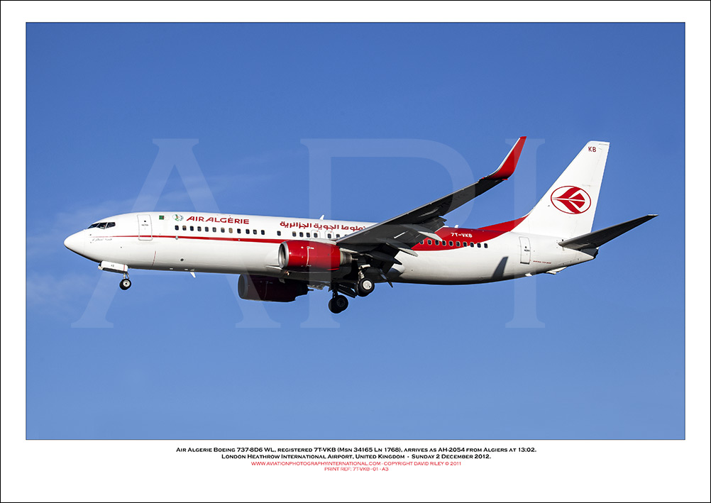 7T-VKB - Air Algerie Boeing 737-8D6 WL  (Msn 34165 Ln 1768) - 01