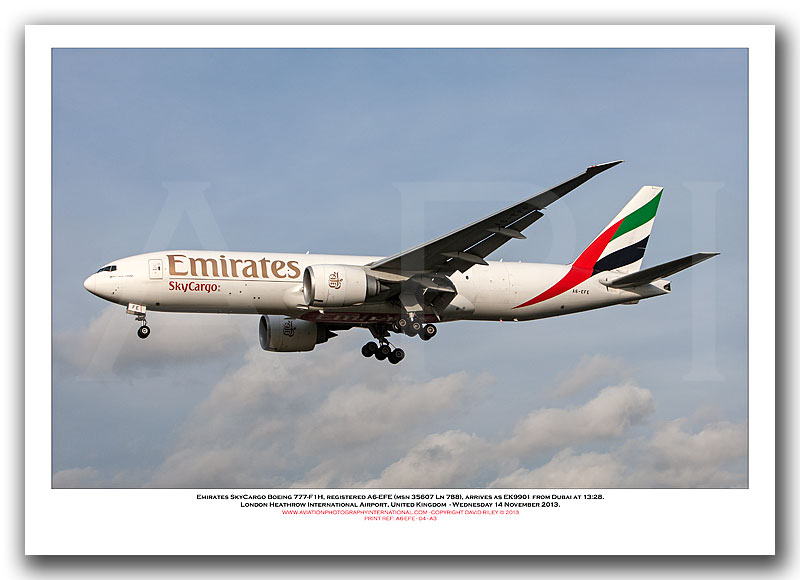A6-EFE - Emirates SkyCargo Boeing 777-F1H  ( (Msn 35607 Ln 788) - 01