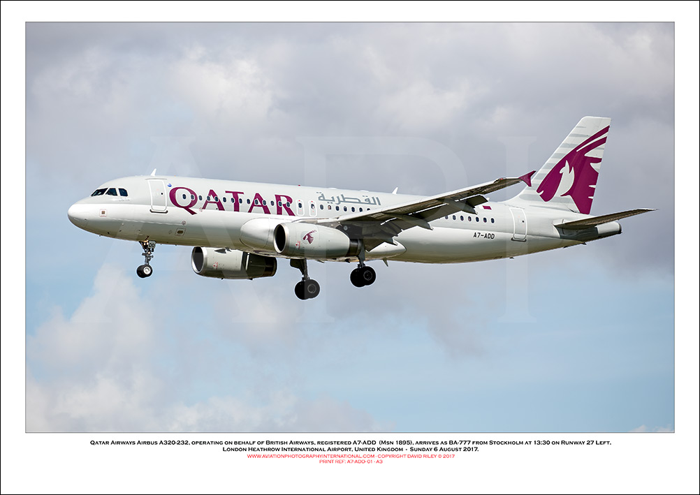 A7-ADD - Qatar Airways Airbus A320-232, operating on behalf of British Airways (Msn 1895) - 01