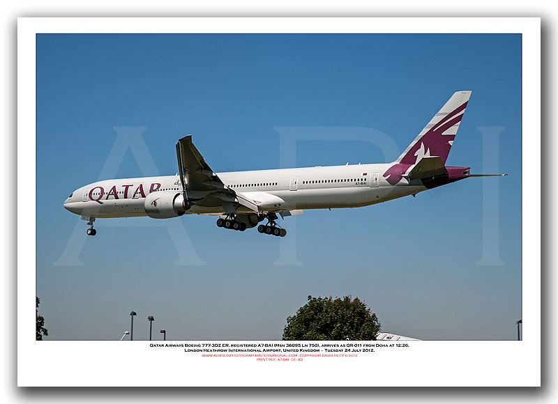 A7-BAI - Qatar Airways Boeing 777-3DZ ER (Msn 36095 Ln 750) - 01