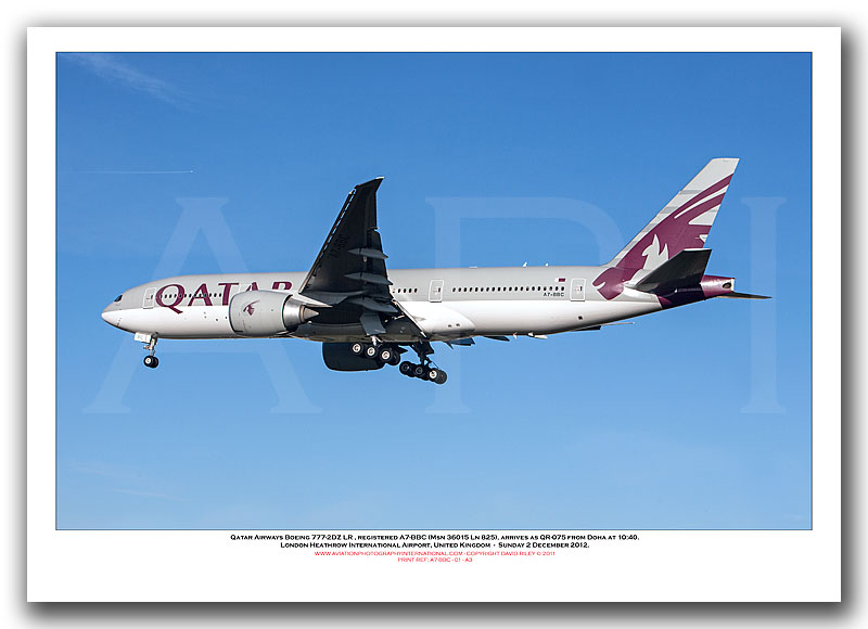 A7-BBC - Qatar Airways Boeing 777-2DZ LR (Msn 36015 Ln 825) - 01