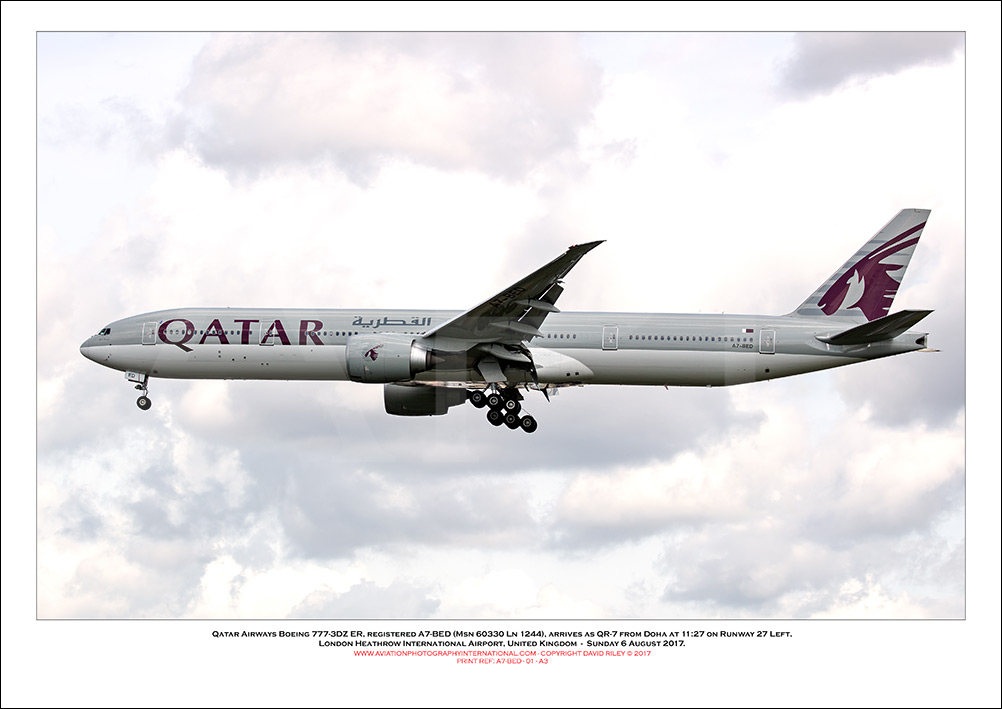 A7-BED - Qatar Airways Boeing 777-3DZ LR (Msn 60330 Ln 1244) - 01
