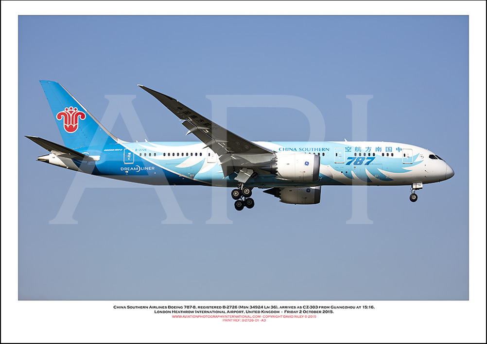 B-2726 - China Southern Airlines Boeing 787-8 (Msn 34924 Ln 36) - 01