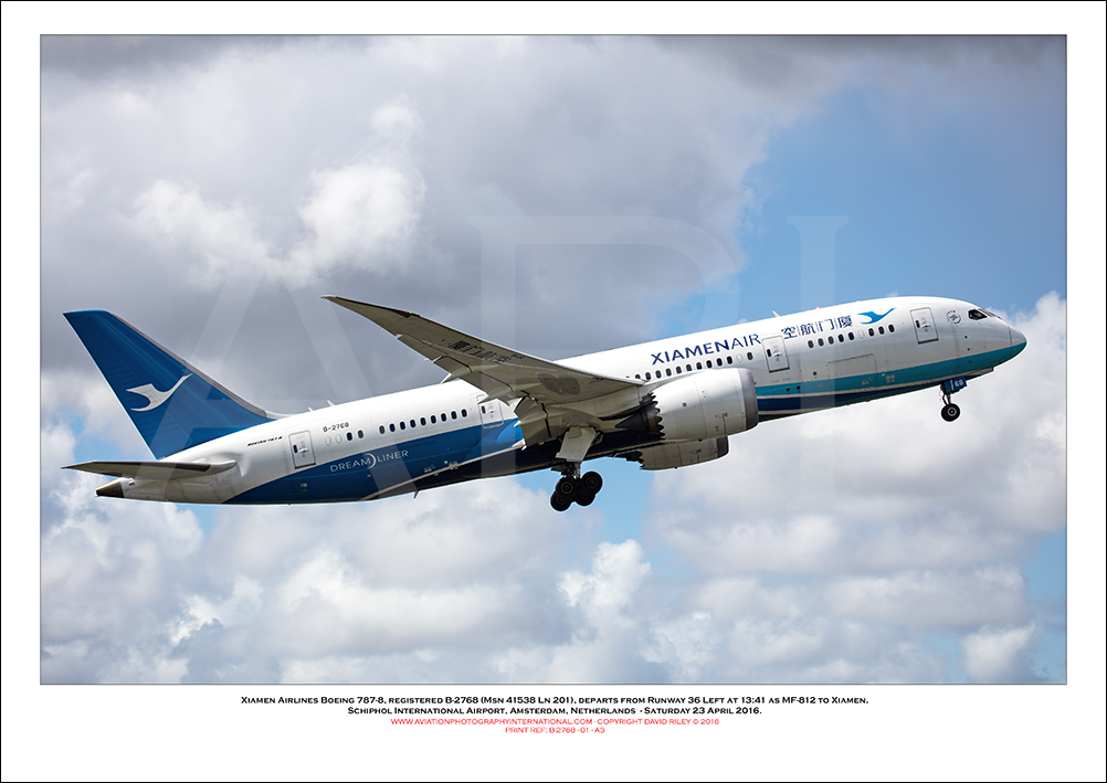 B-2768 -Xiamen Airlines Boeing 787-8 (Msn 41538 Ln 201) - 01