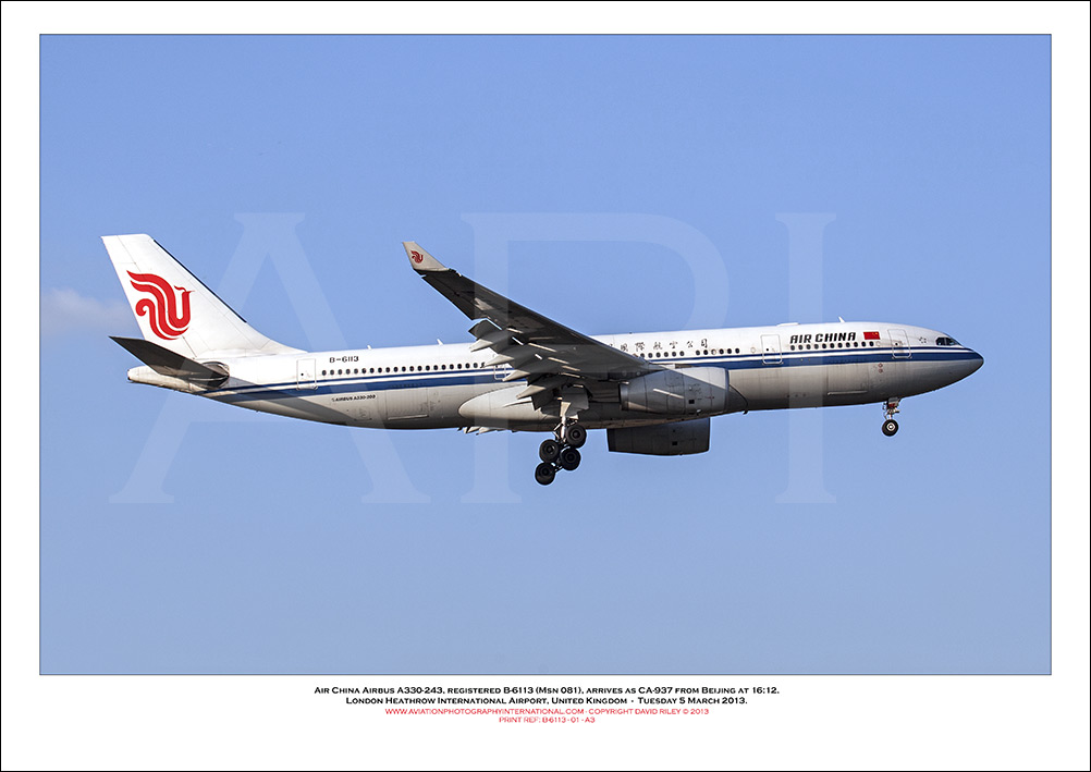 B-6113 - Air China Airbus A330-243  (Msn 081) - 01
