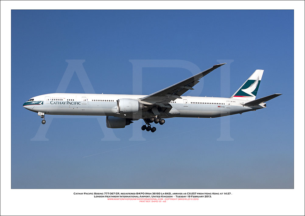 B-KPO-  Cathay Pacific Boeing 777-367 ER (Msn 36160 Ln 843) - 01