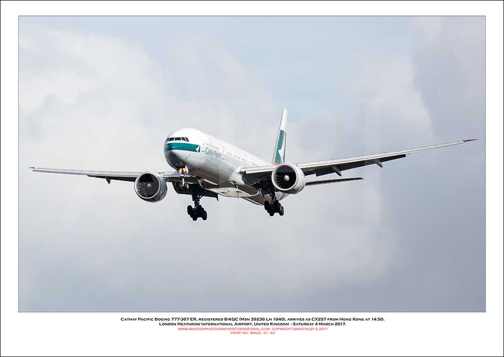 B-KQC-  Cathay Pacific Boeing 777-367 ER (Msn 39236 Ln 1040) - 01