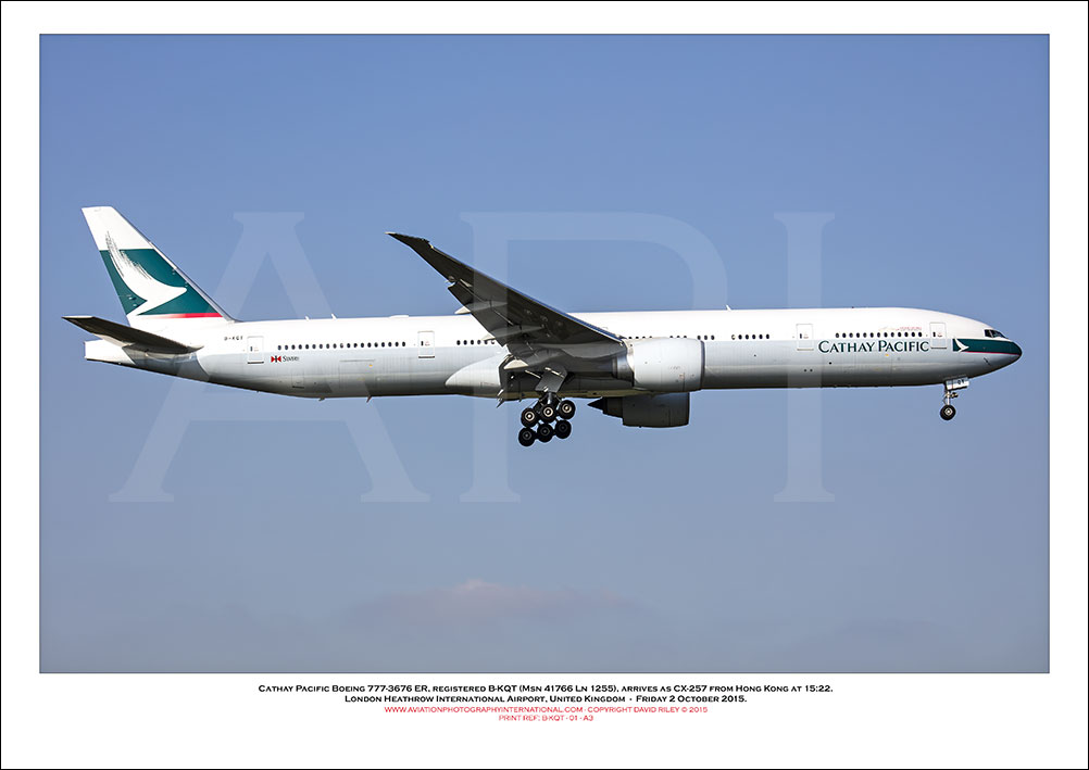 B-KQT-  Cathay Pacific Boeing 777-367 ER (Msn 41766 Ln 1255) - 01