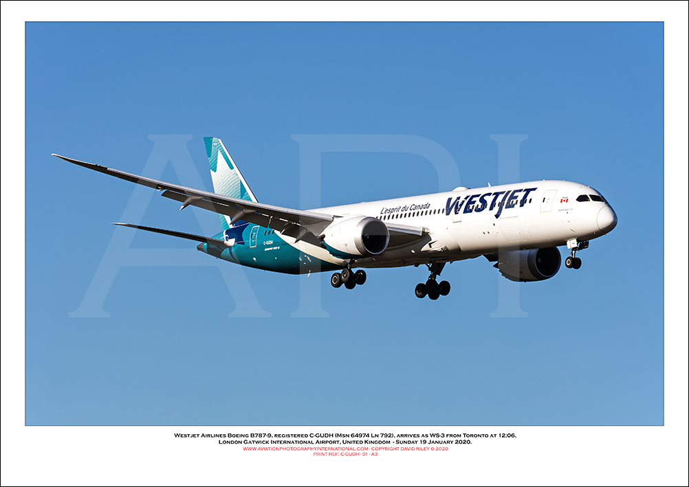 C-GUDH - Westjet AirlinesBoeing B787-9  (Msn 64974 Ln 792) - 01