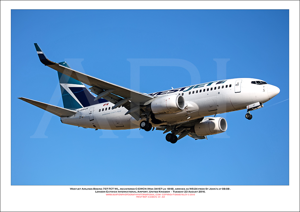 C-GWCN - Westjet Airlines Boeing 737-7CT WL  (Msn 34157 Ln 1818)) - 01