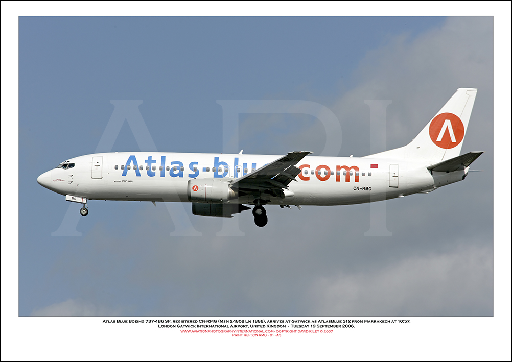 CN-RMG - Atlas Blue Boeing 737-4B6 SF (Msn  24808 Ln 1888)  - 01