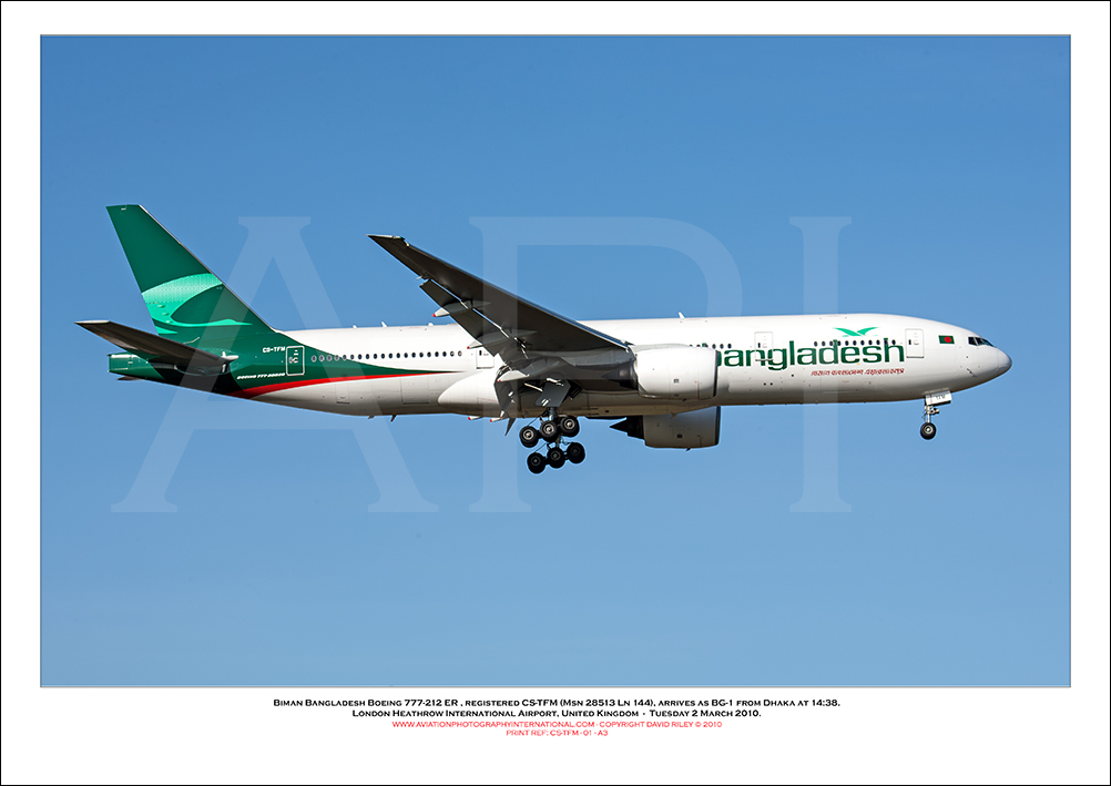 CS-TFM - Biman Bangladesh Boeing 777-212 ER, (Msn 28513 Ln 144) - 01