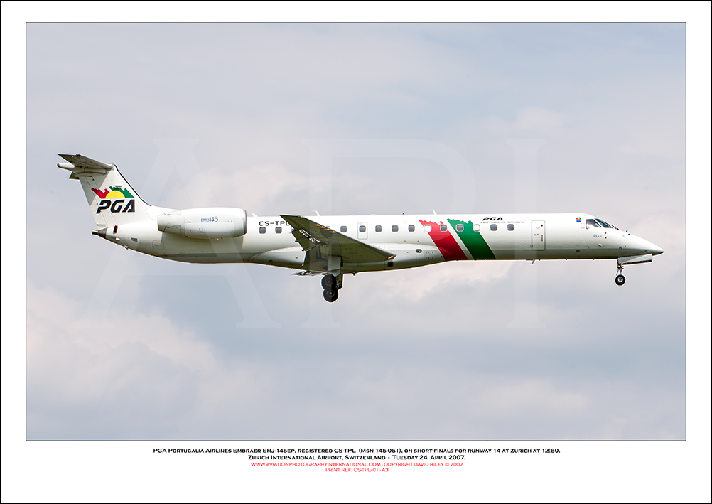 CS-TPL - PGA - Portugalia Airlines Embraer ERJ-145EP   (Msn 145-051) - 01
