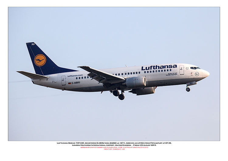 D-ABXU - Lufthansa Boeing 737-330  (Msn 24282 Ln 1671) - 01