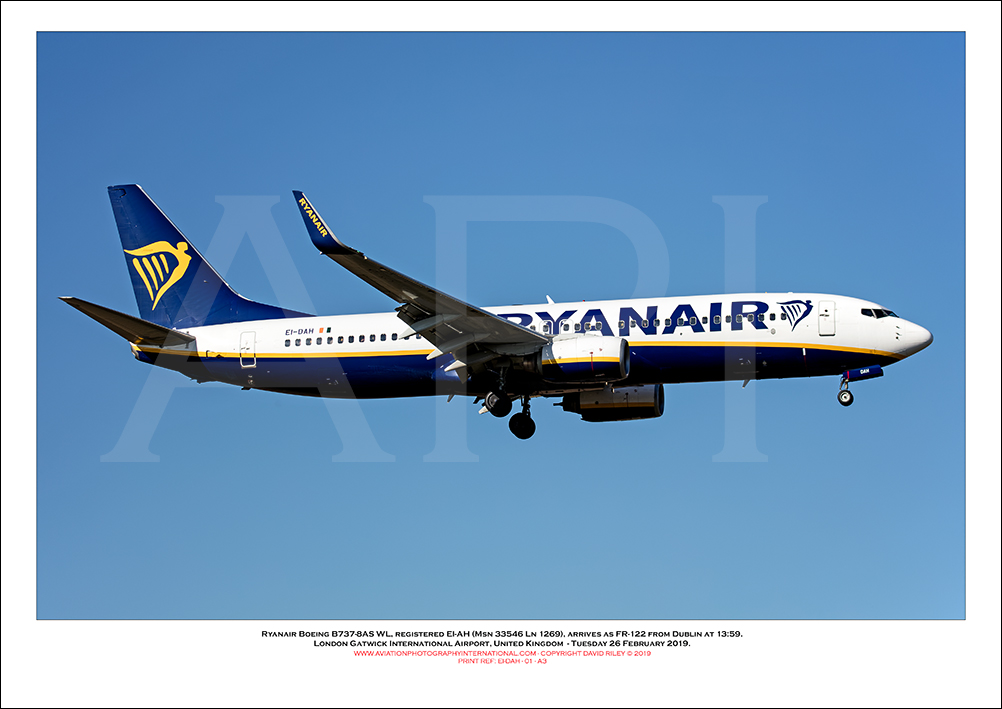 EI-DAH - Ryanair Boeing 737-8AS WL  (Msn 33546 Ln 1269) - 01