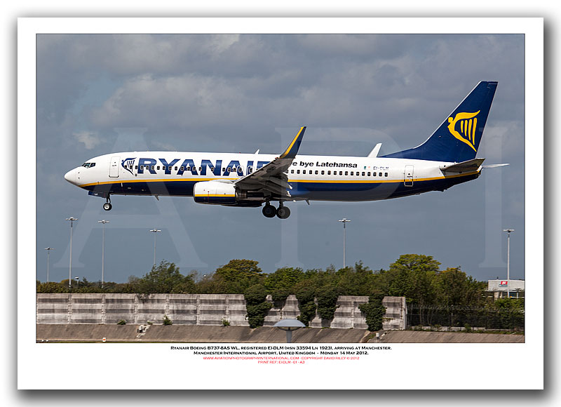 EI-DLM - Ryanair Boeing 737-8AS WL  (Msn 33594 Ln 1923) - 01