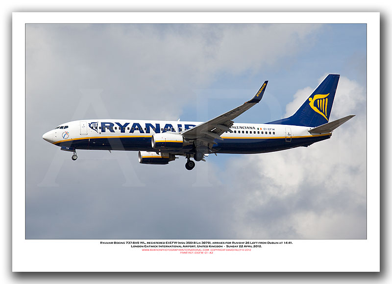 EI-EFW - Ryanair Boeing 737-8AS WL  (Msn 35018 Ln 3079) - 01