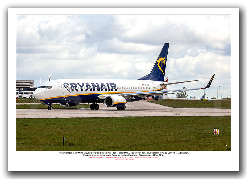 EI-EMB - Ryanair Boeing 737-8AS WL  (Msn 38511 Ln 3241) - 01
