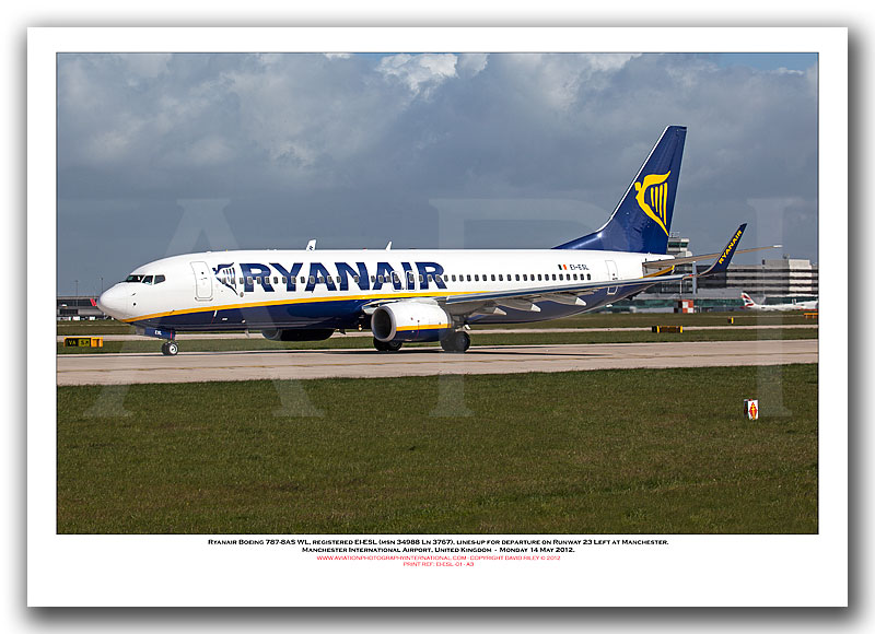 EI-ESL - Ryanair Boeing 737-8AS WL  (Msn 34988 Ln 3767) - 01