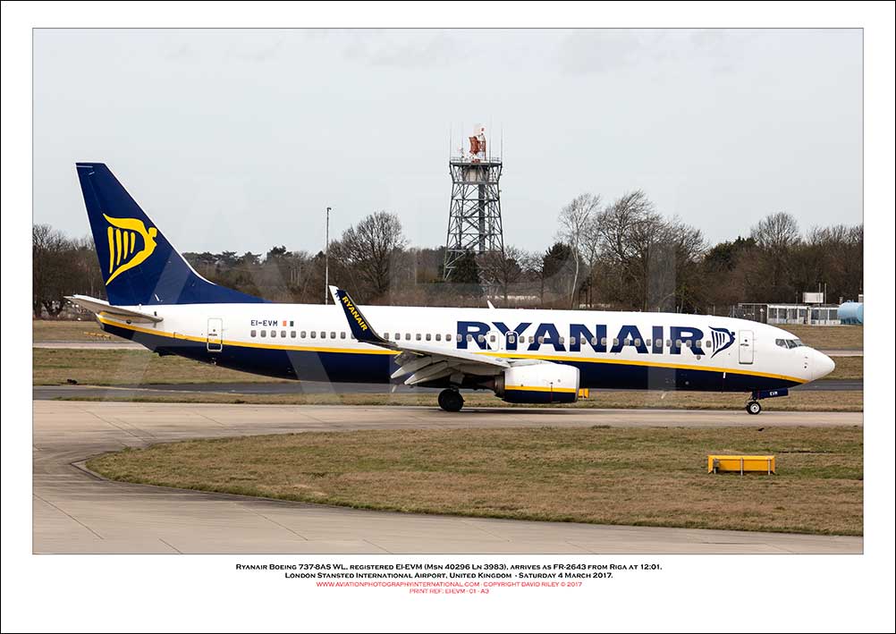 EI-EVM - Ryanair Boeing 737-8AS WL  (Msn 40296 Ln 3983) - 01