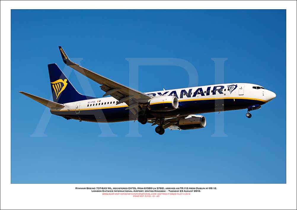 EI-FOL - Ryanair Boeing 737-8AS WL  (Msn 61580 Ln 5782) - 01