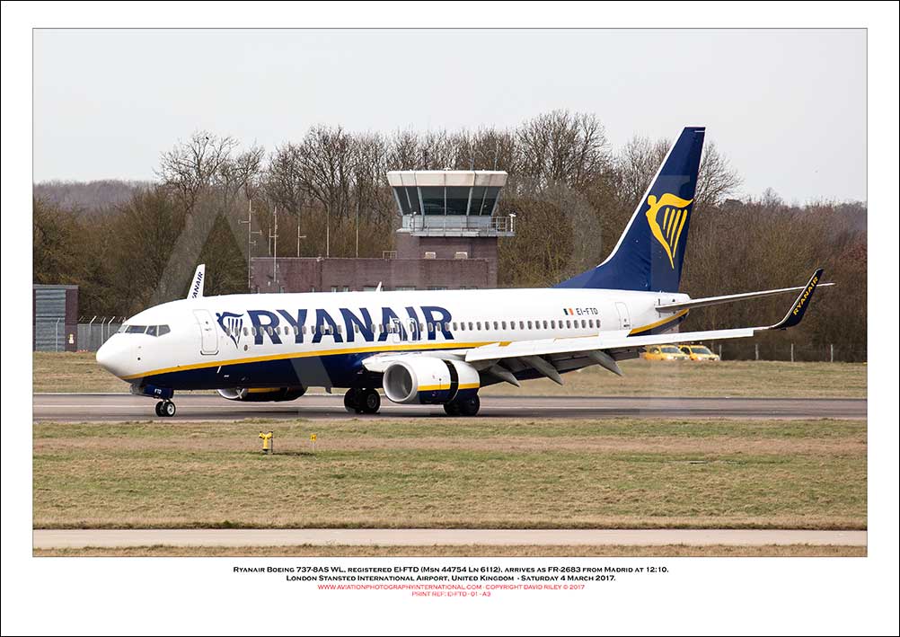 EI-FTD - Ryanair Boeing 737-8AS WL  (Msn 44754 Ln 6112) - 01