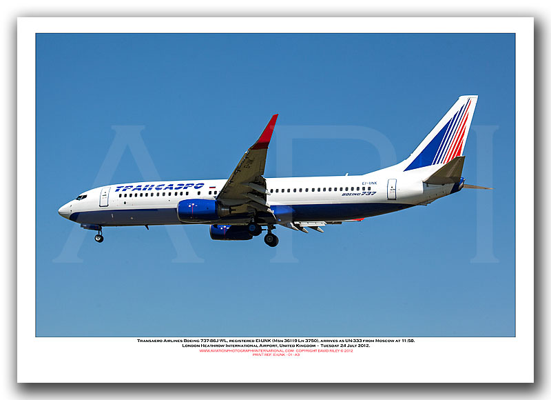 EI-UNK - Transaero Airlines Boeing 737-86J WL  (Msn  36119 Ln 3750) - 01