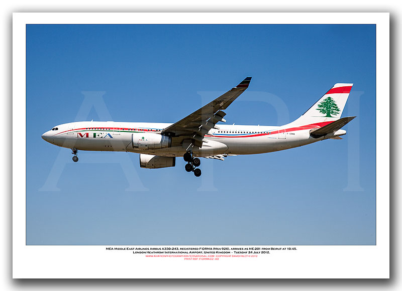 F-ORMA - MEA- Middle East Airlines Airbus A330-243  (Msn 926) - 02