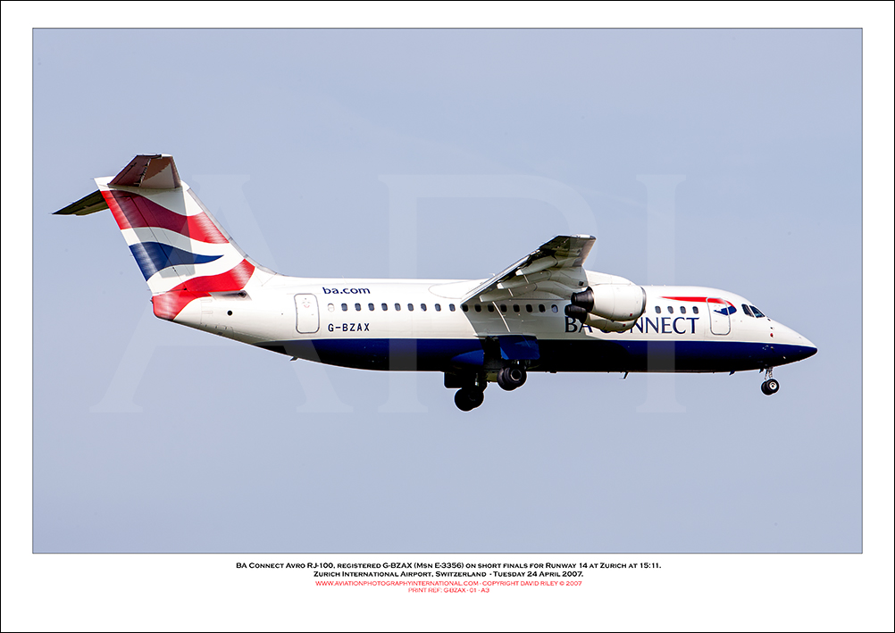 G-BZAX - BA Connect Avro RJ-100  (Msn E-3356) - 01