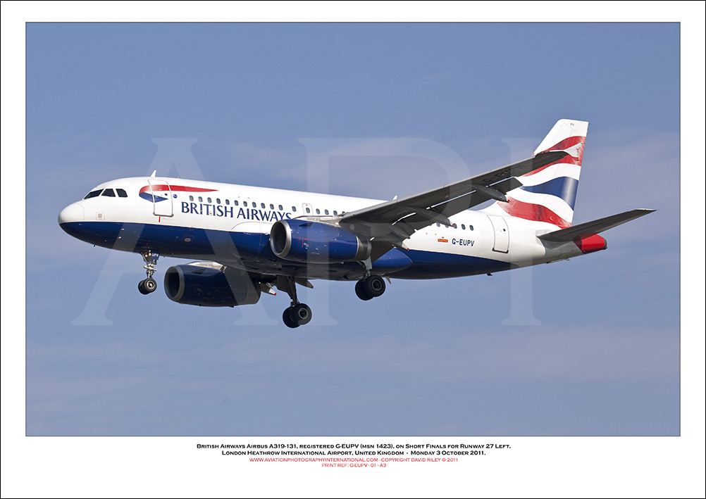  G-EUPV - British Airways Airbus A319-131 (Msn 1423) - 01