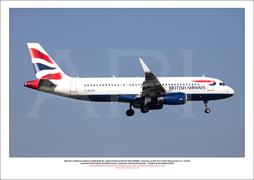 G-EUYU - British Airways Airbus A320-232 SL (Msn 6028) - 01