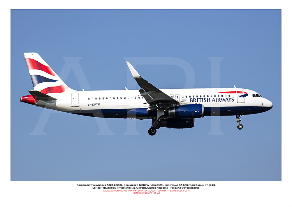 G-EUYW - British Airways Airbus A320-232 SL (Msn 6129) - 01