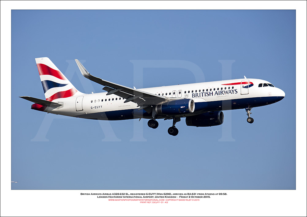 G-EUYY - British Airways Airbus A320-232 SL (Msn 6290) - 01