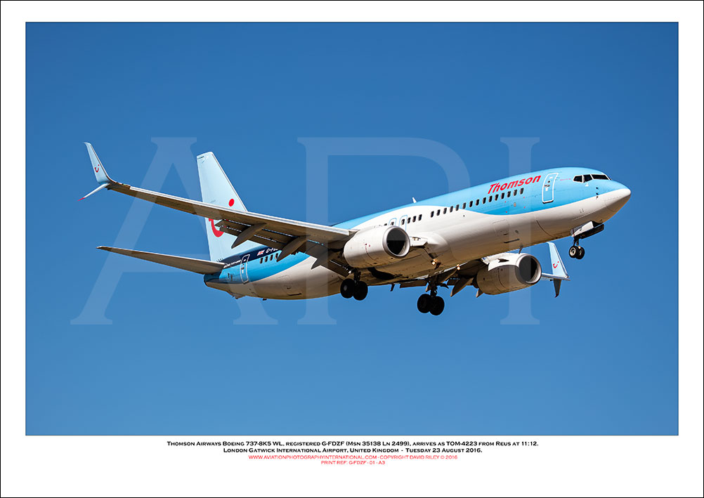 G-FDZF - Thomson Airways Boeing 737-8K5 WL (Msn 35138 Ln 2499) - 01