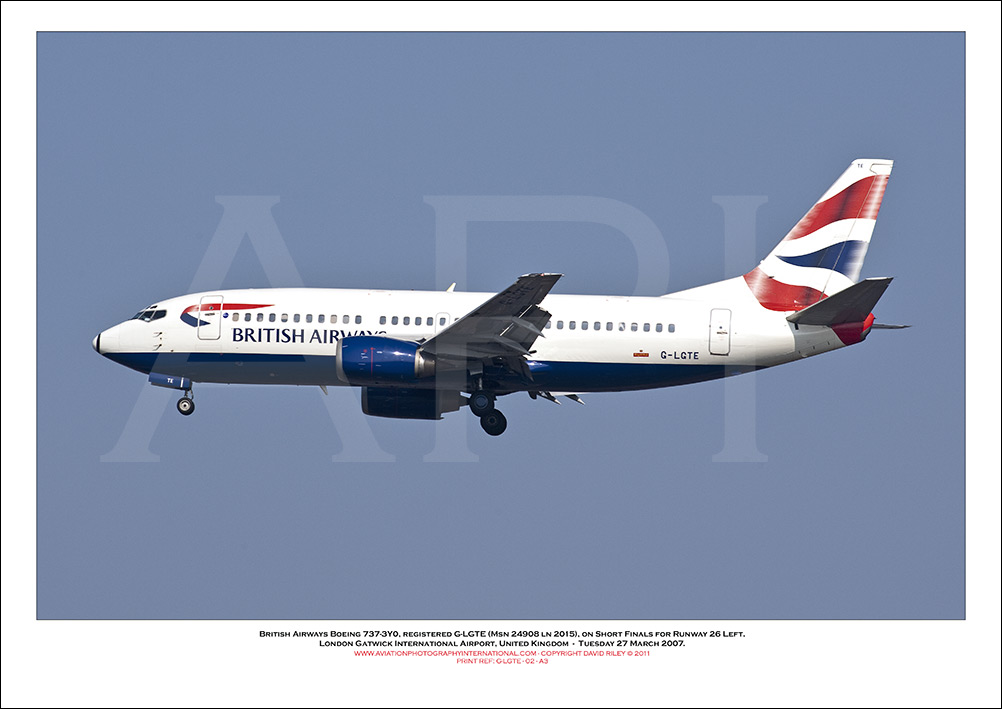 G-LGTE - British Airways Boeing 737-3YO (Msn 24908 ln 2015) - 02