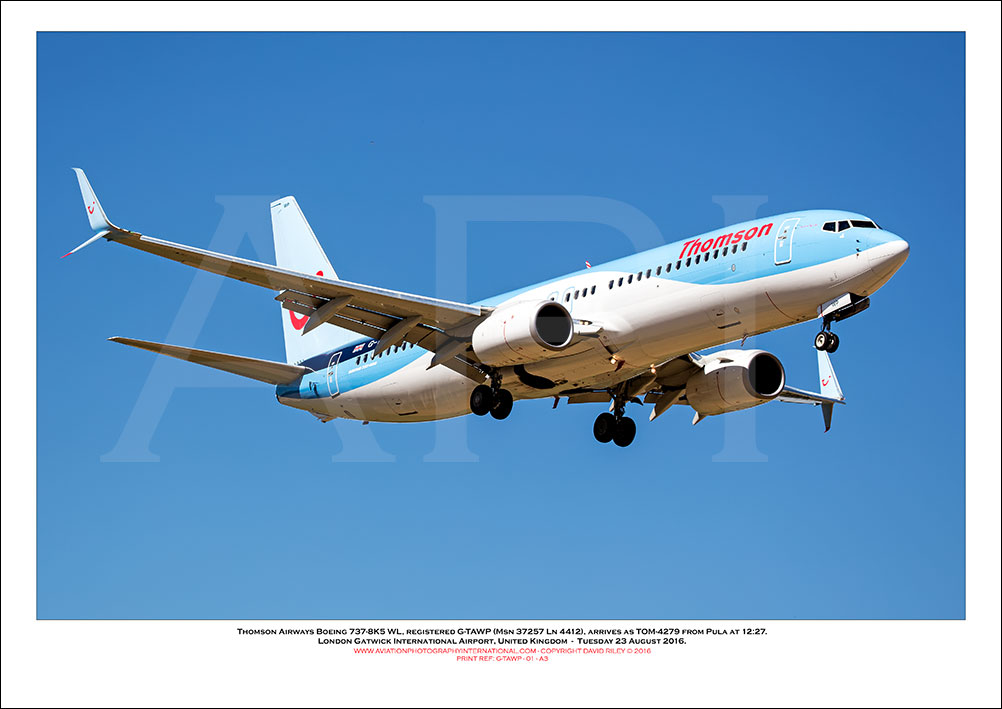 G-TAWP - Thomson Airways Boeing 737-8K5 WL (Msn 37257 Ln 4412) - 01