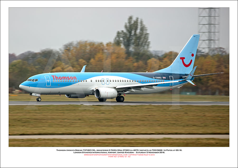 G-TAWU - Thomson Airways Boeing 737-8K5 WL (Msn 37263 Ln 4875) - 01