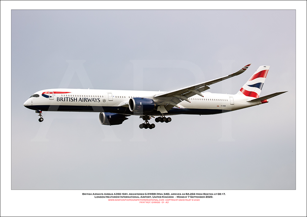 G-XWBB - British Airways Airbus A350- 1041 (Msn 340 ) - 01