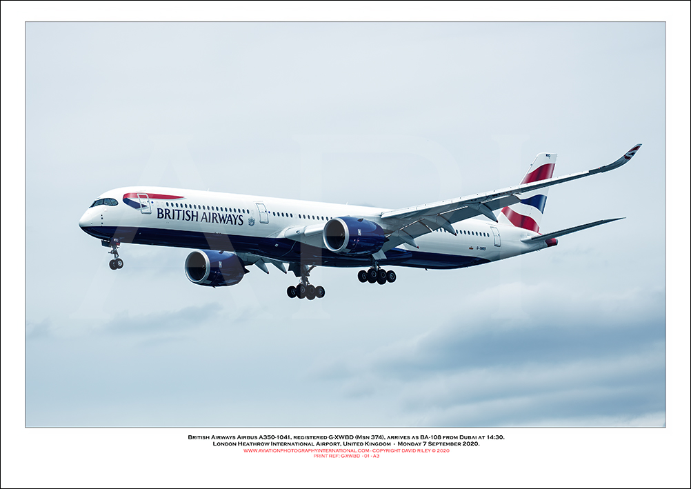 G-XWBD - British Airways Airbus A350- 1041 (Msn 374 ) - 01