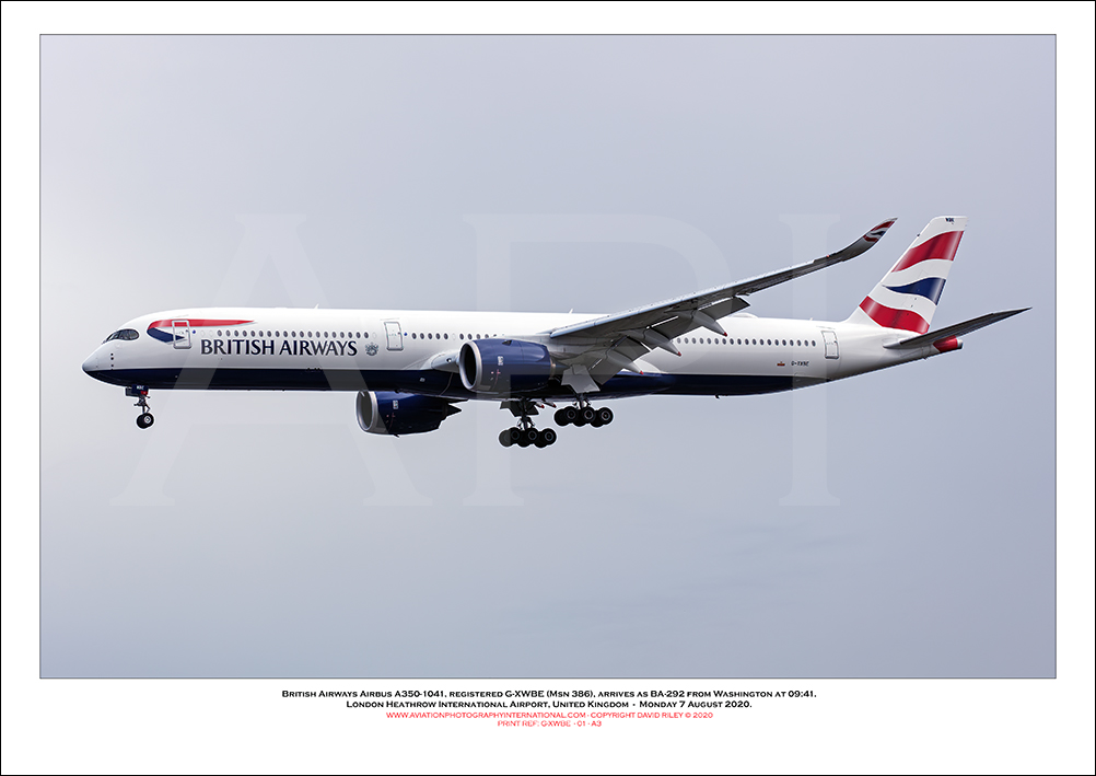 G-XWBE - British Airways Airbus A350- 1041 (Msn 386 ) - 01