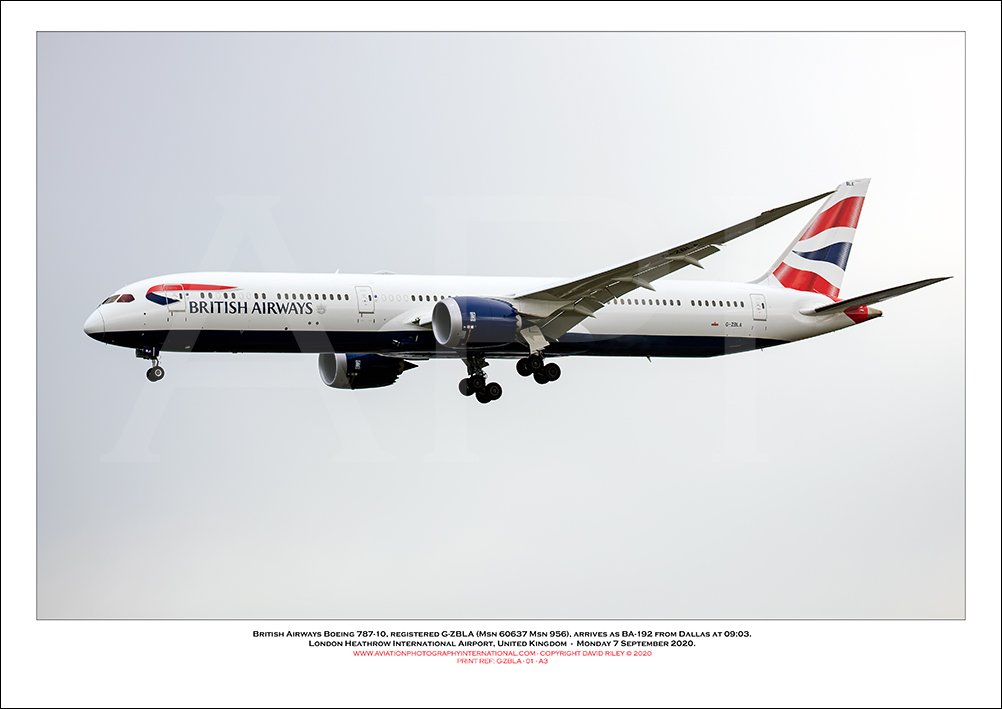 G-ZBLA - British Airways Boeing 787-10 Dreamliner (Msn 60637 Msn 956) - 01