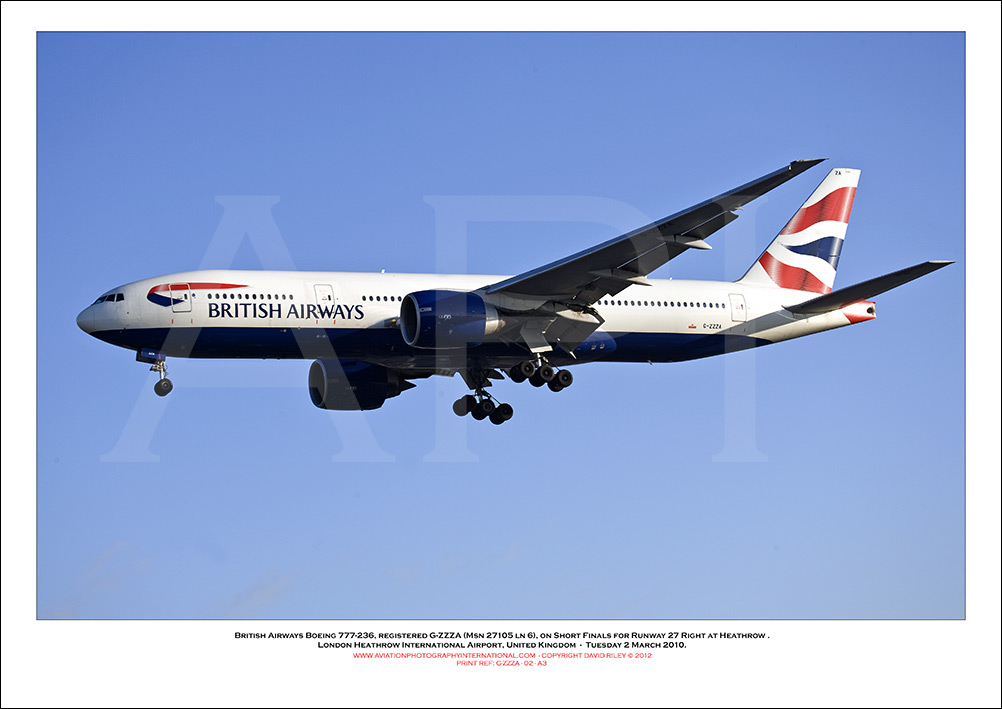 G-ZZZA - British Airways Boeing 777-236 (Msn 27105 ln 6) - 02