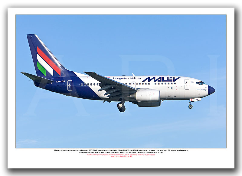 HA-LON - Malev Hungarian Airlines Boeing 737-6Q8  (Msn 29353 Ln 1508) - 01