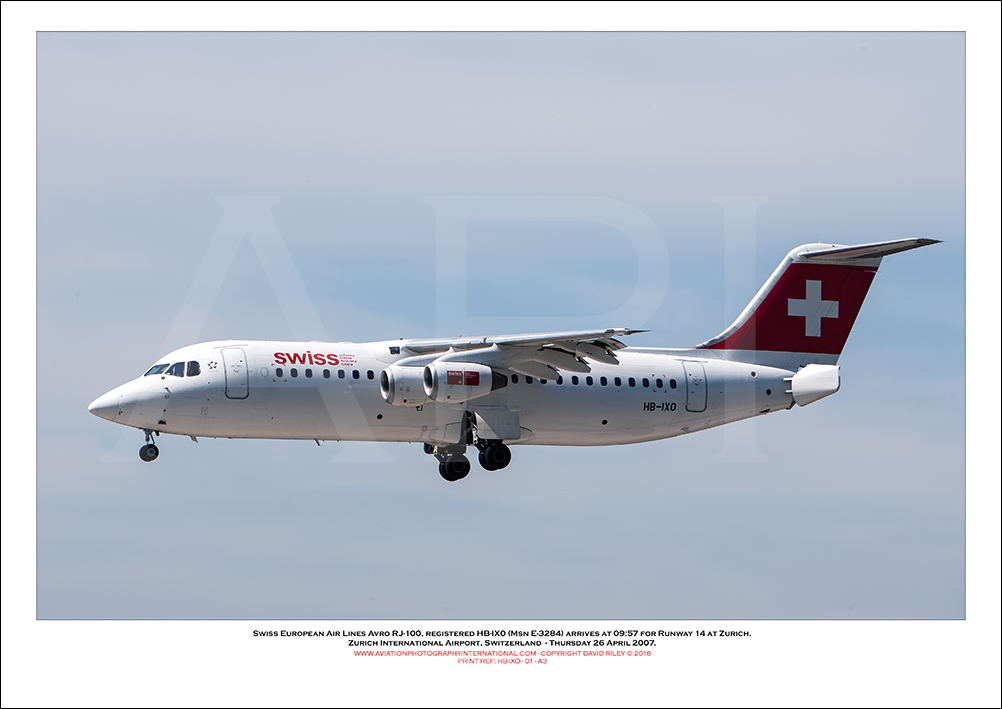 HB-IXO - Swiss European Air Lines Avro RJ100 (Msn E3284) - 01