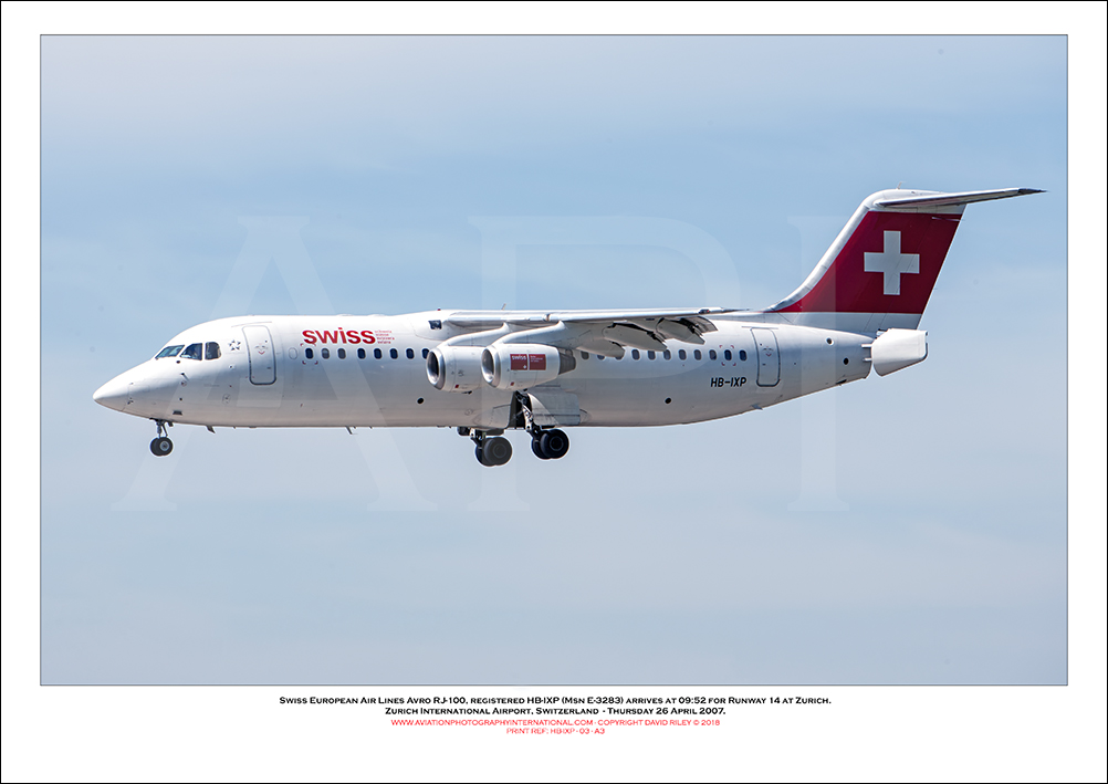 HB-IXP - Swiss European Air Lines Avro RJ100 (Msn E3283) - 03
