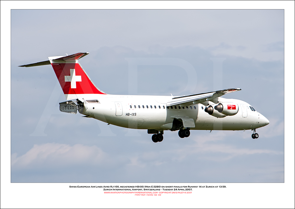 HB-IXS - Swiss European Air Lines Avro RJ100 (Msn E3280) - 02