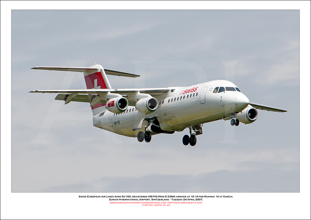 HB-IYQ - Swiss European Air Lines Avro RJ100 (Msn E3384) - 02
